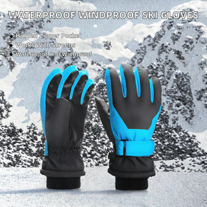 Gants de ski imperméables pour snowboard, à doigts entiers, compatibles écran tactile, chauds, en velours polyester, coupe-vent, avec poche cachée pour l'hiver - Product Image 2