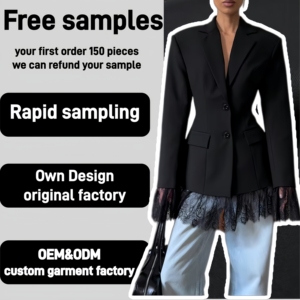 <span class=keywords><strong>Blazer</strong></span> <span class=keywords><strong>Nero</strong></span> da Donna <span class=keywords><strong>con</strong></span> Dettagli in Pizzo e <span class=keywords><strong>Bottoni</strong></span> - Giacca Elegante Slim Fit a Maniche Lunghe per Ufficio e Streetwear - Product Image 1