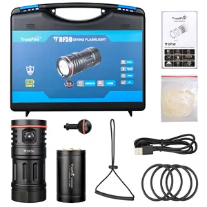 TrustFire DF50 Hochleistungs-Wiederaufladbarer 6500LM roter UV-Taschenlampe 70M Unterwasserfotografie-Lichtschutztauchgang Camping IP68 bewertet