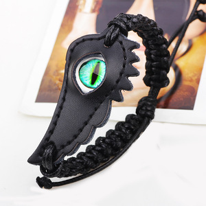 Ethnic Style Waxed Rope Braided <b>Bracelet</b> With Devil Eye Genuine <b>Leather</b> Star Shape Retro Jewelry Gift - Product Image 2