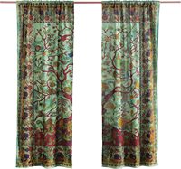 Magnifiques panneaux de rideaux Tie-Dye Mandala Arbre de Vie style Bohème pour chambre, salon, balcon – Vert