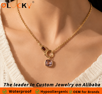 LUCKYJIU Fabricant de bijoux sur mesure – Fermoir étanche plaqué or 18 carats avec zircone cubique/cristal serti clos pour empilages quotidiens