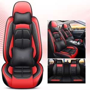 Acessórios do carro Personalizado Universal Bucket Seat Covers para sedan seat cover Couro Car Seat Cover conjunto completo preto e vermelho luxo
