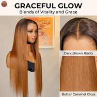 Perruque frontale en dentelle 13x4 en cheveux humains lisses Auburn Brown, pré-épilée, avec ligne de cheveux naturelle, pour femmes noires