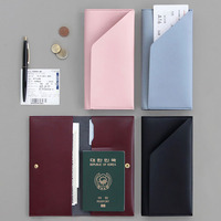 Portefeuille de passeport en cuir vegan PU avec logo personnalisé, porte-documents de voyage fin avec emplacements pour cartes