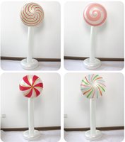 Panneau publicitaire gonflable de Noël en forme de sucette, motif macaron multicolore à rayures spirales, pour la décoration de scènes de vacances sur le thème des desserts