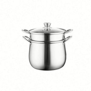 Classic Eco-Friendly Stainless Steel Thickened Large Capacity Anti-Scalding Double Bottom Double Ears Handle <b>Soup</b> <b>Pot</b> Glass - Product Image 2
