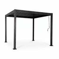 Pergola de jardin en aluminium à toit à lames orientables, aspect bois, abri réglable contre le soleil et la pluie, toutes saisons, pour patio et jardin