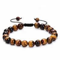 Bracelet en pierre naturelle ajustable pour hommes, bijou fait à la main, perles en œil de tigre, tendance
