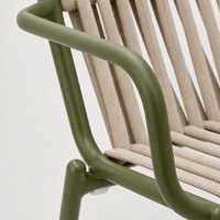 Fauteuil de salle à manger d'extérieur en corde tressée pour jardin et café, chaise de patio résistante aux intempéries avec structure en aluminium – Vente en gros