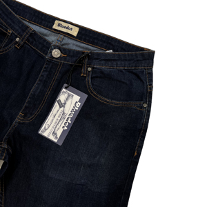 Jeans da Uomo YAXI di Alta Qualità, Vestibilità Dritta, Chiusura con Cerniera, Blu Scuro Lavato Vintage, Bestseller, Produttore OEM/ODM Stampato - Product Image 4