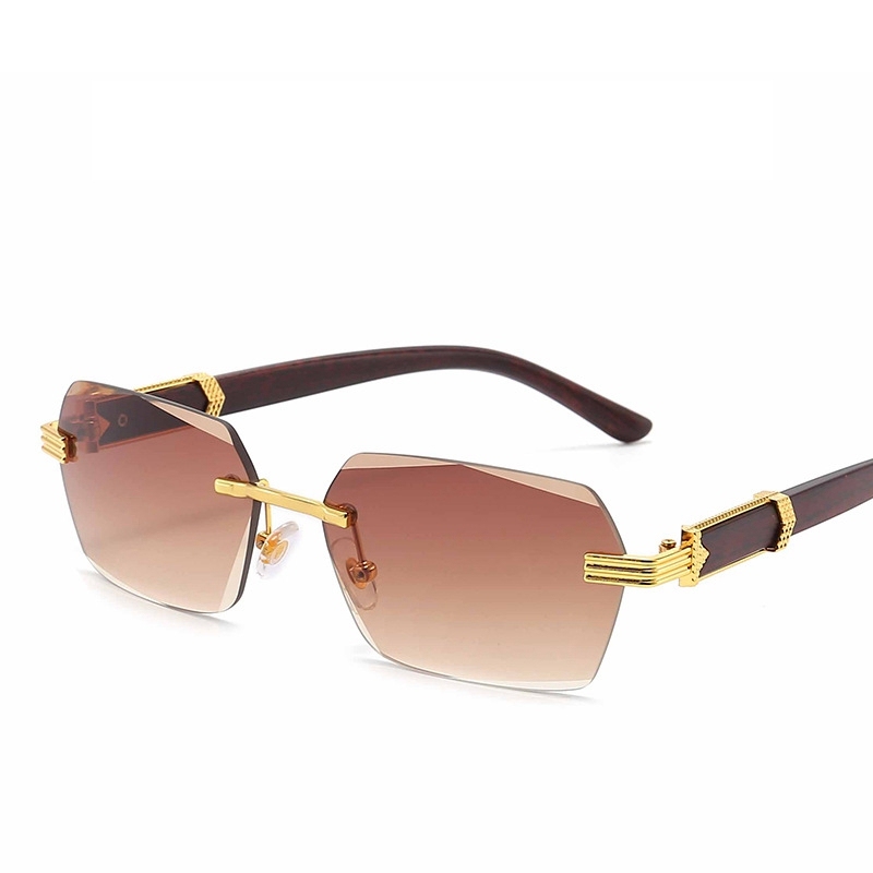 FF1002 Retro Frameless Square Shade Sun Glasses Tinted Eyewear display picture 3