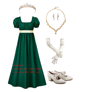 Abiti Regency Ecowalson per Donne con Fascia in Raso, Maniche a Sbuffo con Volant, Vestito con Vita Impero, Costume Medievale Rinascimentale - Product Image 6