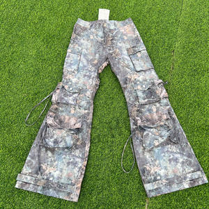 <b>Factory</b> Custom Full Digital Print Street Style Multiple Pockets Cargo Flared Sweatpants - Product Image 1
