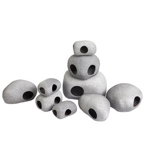 Adorno Ecológico de Cerámica con Forma de Cueva de Tres Agujeros para Acuario, Decoración para Peceras - Product Image 1