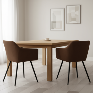 Set di 2 sedie da pranzo marroni D0100HX13P8 con struttura in metallo imbottita in poliestere, design moderno per l'arredamento della sala da pranzo - Product Image 2