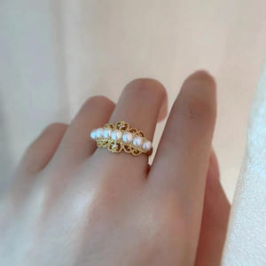 Bague en argent S925, bijoux tendance à faire soi-même avec des perles de 4 à 4,5 mm et un support vide, accessoire 10253, perle - Product Image 1