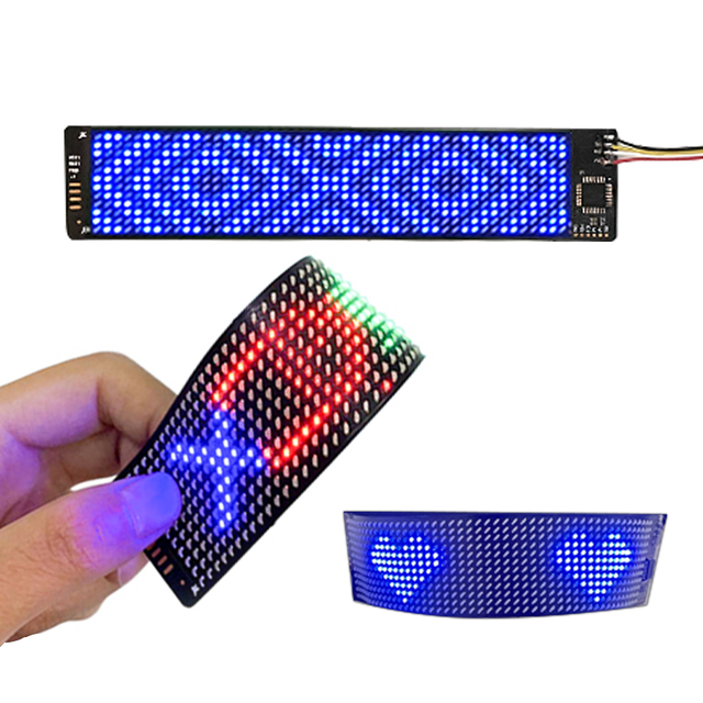 12x48 Pixel Flexible LED Display Phone APP Programmable Logo Symbols Text Display Insert Shoes Hat Clothes Paper Thin LED Screen