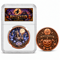 Pièce de monnaie Halloween Citrouille Chevalier en cuivre fin .999 de 1 oz, imprimée UV, style médiéval gothique, objet de collection, souvenir, cadeau, vente en gros