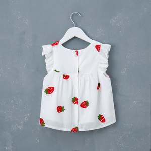 Vestido de Niña con Diseño Bordado de Fresas, Estilo Princesa, Sin Mangas, Cuello Redondo y Encaje, Éxito de Ventas del Verano - Product Image 2