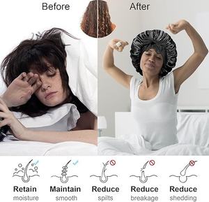 Gorro de satén nuevo al por mayor para mujer, banda ancha elástica, gorro de noche sedoso, pañuelo para el cabello, protector para la ducha - Product Image 3