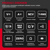 HABOTEST HT206 Digital Clamp Meter DC/AC Arus 600A Multimeter 1000V 50/60Hz Pengukur Kapasitansi dan Tegangan