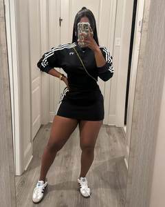 2025 otoño primavera moda mujer dos piezas falda conjunto arco estampado rayas sudadera Mini falda <span class=keywords><strong>Duit</strong></span> mujer Casual trajes - Product Image 3