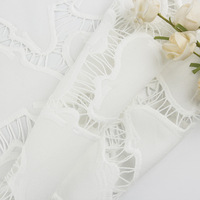 Tissu en maille de dentelle brodée au laser, polyester, chiffon pour robes de mariée, vêtements pour femmes