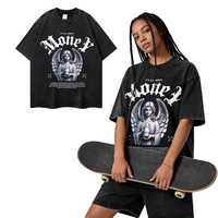 T-shirt respirant 100 % coton, coupe ample et oversize, à manches courtes, imprimé lettres couple, style streetwear usé, nouveauté 2026