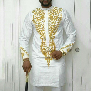 Nuevo <span class=keywords><strong>traje</strong></span> <span class=keywords><strong>informal</strong></span> de estilo étnico africano para <span class=keywords><strong>hombre</strong></span>, manga larga, bordado, viscosa, algodón, poliéster, talla grande para verano, 2 piezas - Product Image 1
