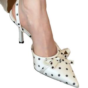Zapatos de Tacón de Aguja con Punta en Pico y Estampado de Lunares para Mujer, Verano 2026, con Lazo y Correa Trasera, Ideales para Combinar con Vestidos - Product Image 5