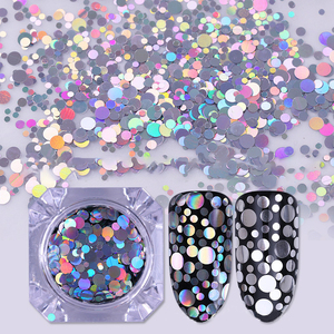 Nail Art 3D en plastique écologique Trembles Net Red Disco Round Laser Sequins Size Mixed Flash Bright - Product Image 4