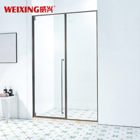 Cabine de douche d'hôtel moderne personnalisée Weixing Porte de douche pivotante en verre trempé à cadre gris pistolet brossé en acier inoxydable 304