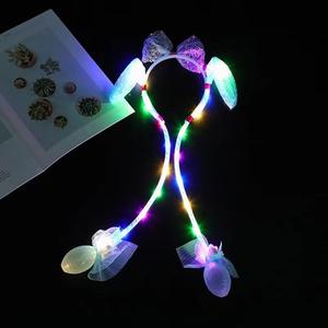 <span class=keywords><strong>Bandeau</strong></span> lumineux <span class=keywords><strong>LED</strong></span> rouge en forme d'oreilles de lapin avec airbag mobile, accessoires de fête néon, vente en gros, 100 pièces - Product Image 4