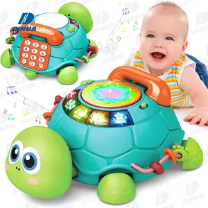 Kids Toys Educational Learning Musical Turtle Crawling Baby Toys with Lights & Sounds Pretend Phone Call Developmental Toys