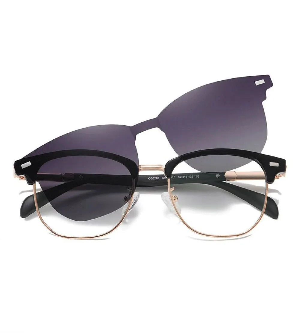 2023 Fashion Eyeglasses Frames For Men With Clip On Bulk Polarized Polygon Unisex Clip On Sunglasses