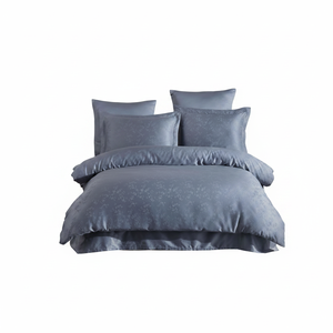 Varol Lyosel Jacquard Duvet Cover Set Double Size Indigo Eve Floral Pattern 100% Cotton 300TC 4pcs Home Wedding Hospital Use - Product Image 2