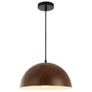 Indoor Interieur Hanglamp Modern Design Houtnerf Kleur E27 Aluminium Hanglamp Decoratieve Verlichtingsarmatuur