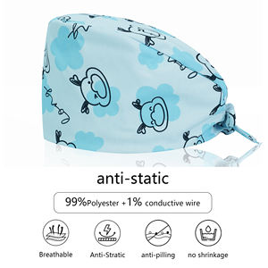 Casquettes chirurgicales imprimées, casquettes d'infirmière pour hommes et femmes, casquettes <span class=keywords><strong>de</strong></span> travail <span class=keywords><strong>de</strong></span> médecin, casquettes <span class=keywords><strong>de</strong></span> salle d'opération, respirantes et antistatiques - Product Image 4