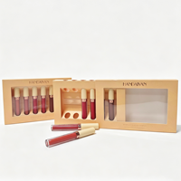 Kit de Maquillage Personnalisé avec Logo Privé : Crème à Lèvres Mate Naturelle, Crayon à Lèvres Marron Nude et Rouge à Lèvres Liquide en Coffret