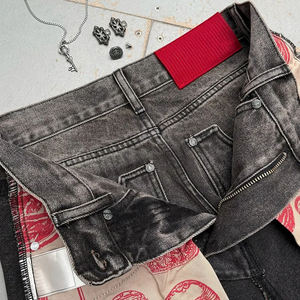 بنطلون جينز دينيم ياباني مخصص بتصميم OEM، واسع الساق ومستقيم، مع جيوب علوية، مناسب للعمل. - Product Image 2