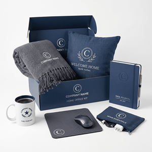 Kit de bienvenue personnalisé pour employés, ensemble pour le bureau à domicile avec tasse, coussin, couverture, carnet, tapis de souris, pochette de rangement - Product Image 1