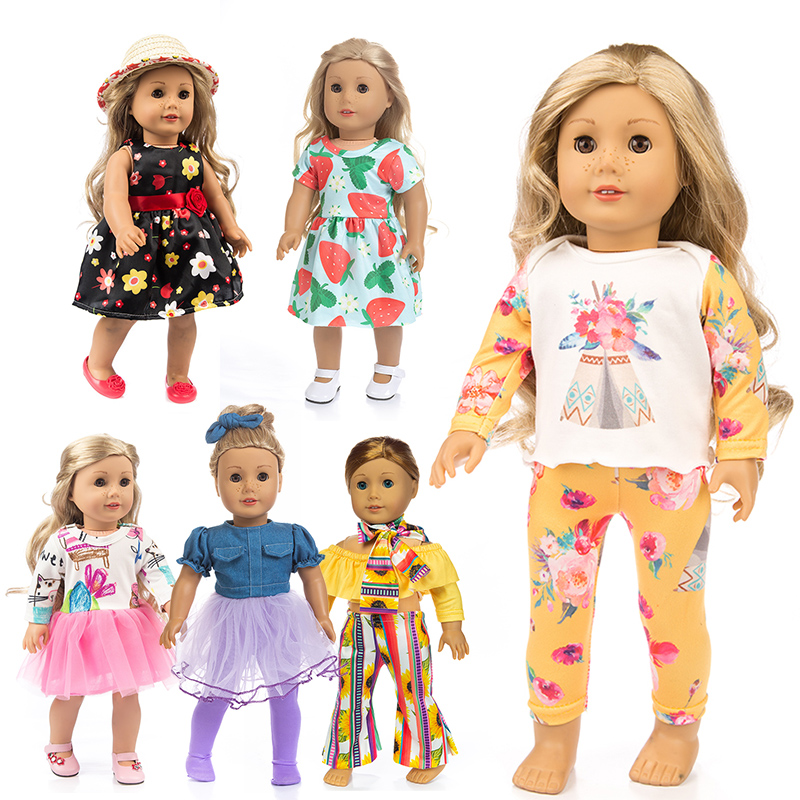 Кукла для девочек 18 дюймов, одежда для американских кукол, детские игрушки, платье, костюм ручной работы, аксессуары для кукол 43 см