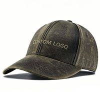 Casquette de baseball sportive à 6 panneaux, personnalisable par broderie, en denim lourd délavé, aspect ciré classique, réglable, profil bas, style 'Dad Hat' de golf, avec lettrage