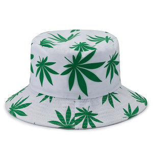 Cappello da Pescatore Reversibile Personalizzato con Stampa Foglia di Marijuana Verde, Moda Femminile per Strada e Hip Hop - Product Image 4