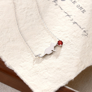 Collier en argent 925 style coréen, anti-ternissement, avec pendentif chat mignon, griffes serties, pierre naturelle 5mm, cadeau d'anniversaire pour petite amie - Product Image 5