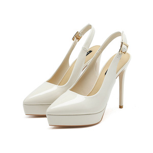 Women's Korean Style Summer 12cm Stiletto Heel Patent Leather Shoes with Rubber Outsole Solid Color <b>Light</b> Weight & Thick Soles - Product Image 3