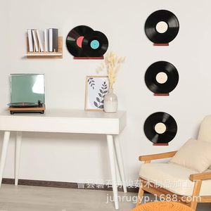 Wooden Record Rack <b>Wall</b> Mounted <b>Vinyl</b> Album CD Display Storage Shelf For Living Room Home Decor - Product Image 3