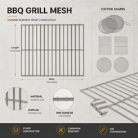 Grille rectangulaire en acier inoxydable à mailles carrées, surélevée, pour barbecue, four, fumoir, friteuse à air, camping et utilisation extérieure