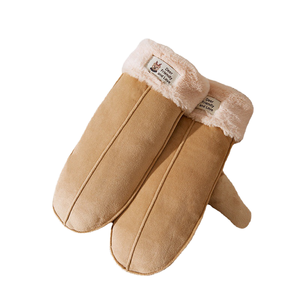 Women's Winter Classic Style Polyester/Cotton Anti-Pilling Wrist-Length <b>Gloves</b> Lanyard Wrap Fleece Lining Label Decorate <b>Mitten</b> - Product Image 2